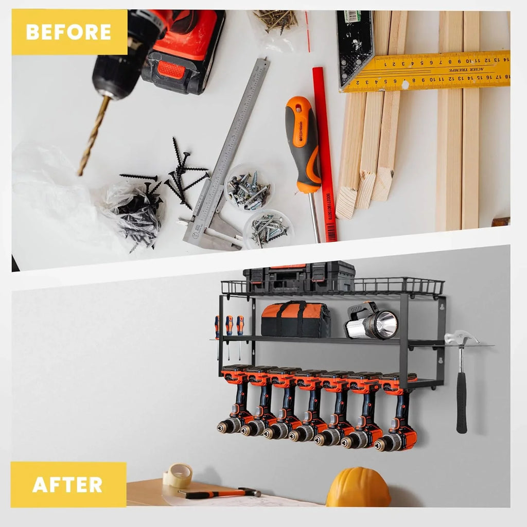 3 Holders with Drill Power 7 Organizer, Rack Layers Wall Storage SPECSTAR Mount Tool