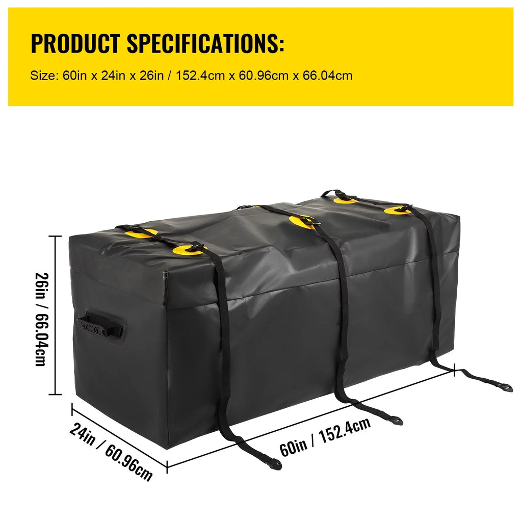 PVC, 60"x24"x26" Hitch BENTISM with Carrier 840D Car (22 Heavy Cubic Feet), Vans Hitch Waterproof Bag Bag, Cargo Basket SUV Carrier Truck Cargo for Straps, Fits Reinforced Hitch Duty