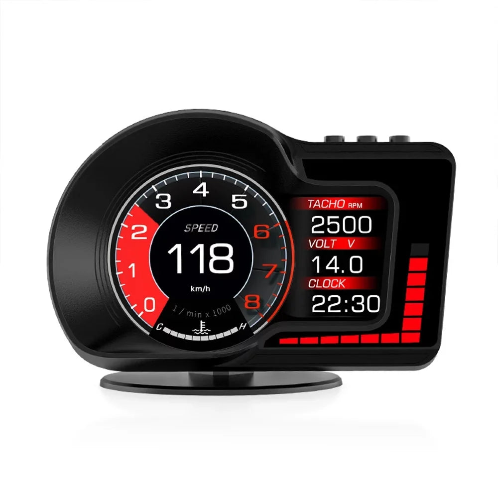 & Oil Speedometer, Display for Temperature Monitoring: Moobody Speed Car Water Head-Up RPM, Clock,