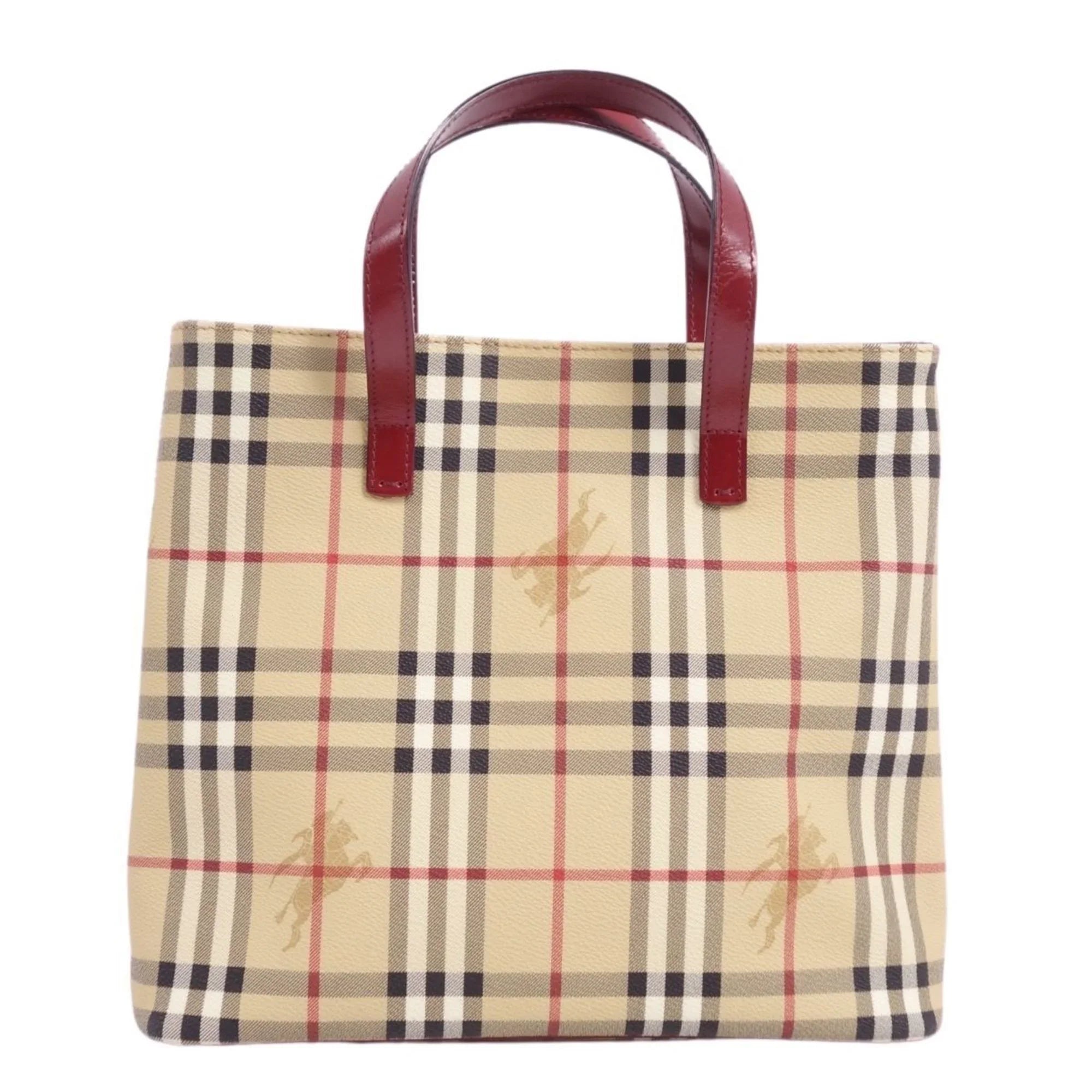 BURBERRY Check Ladies Bag London Burberry Brown Handbag (Good) Tote Pre-Owned Pattern LONDON