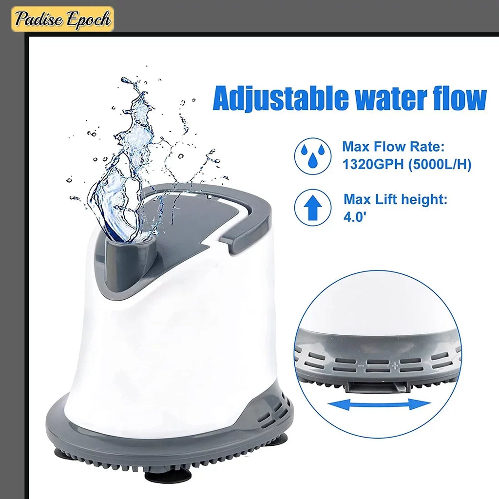 Adjustable Hydroponics Pump: with | | Garden for 6ft 1320GPH Bottom Fish | 110W | Cover Submersible Water Quiet Power Pond Aquarium Fountain 5000L/H Suction Pool Tank Cord | Waterfall
