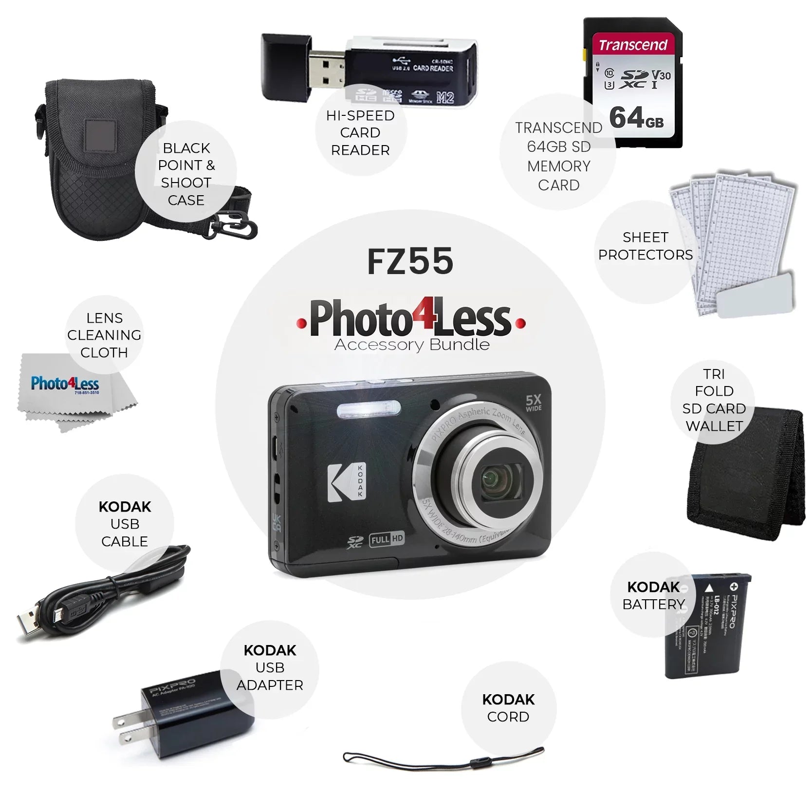 Camera Digital PIXPRO Accessories Kodak + FZ55 (Black)