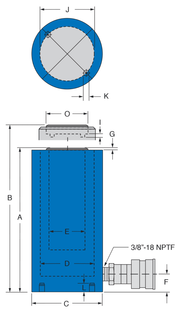 Aluminum 50 SA506 Ton Stroke Freedom Hydraulics Single Cylinder, - 6.00" Acting