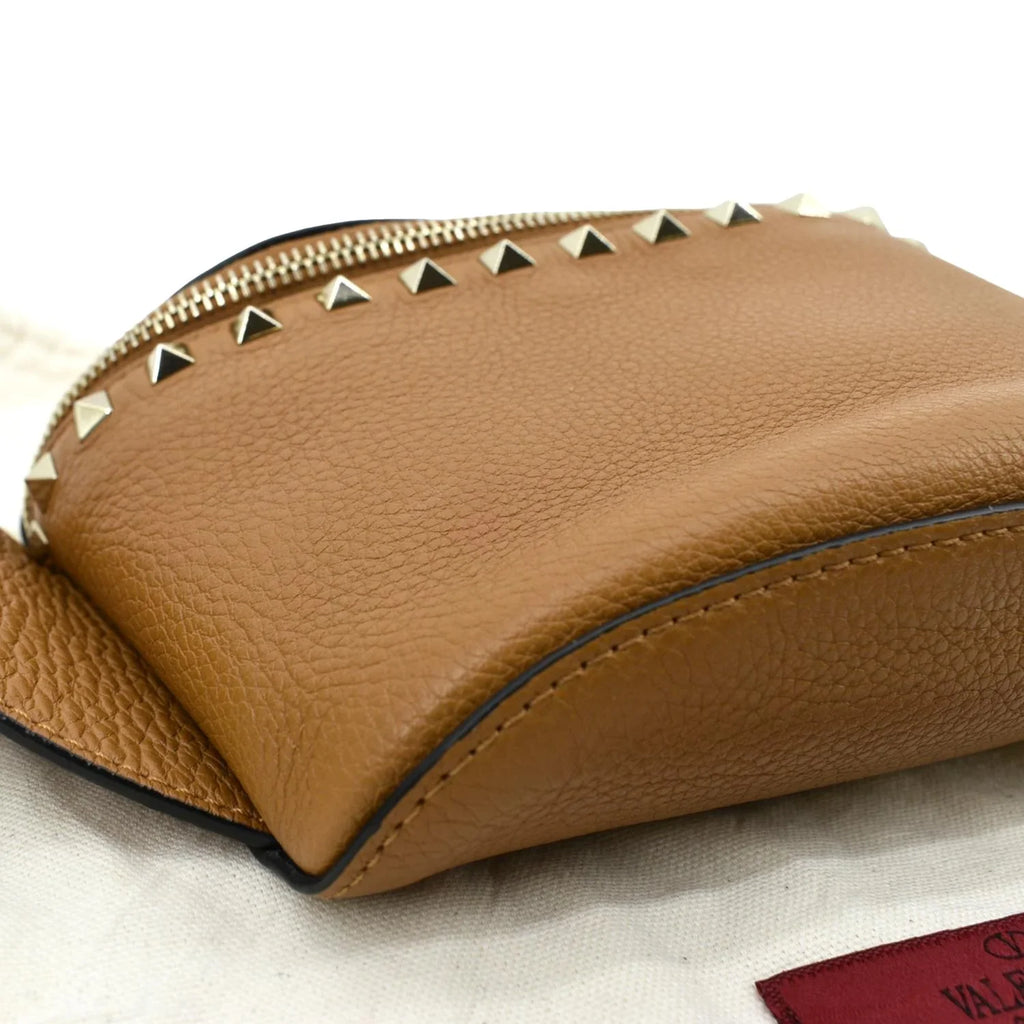 Bag VALENTINO Leather Pre-Loved Spike Belt Camel