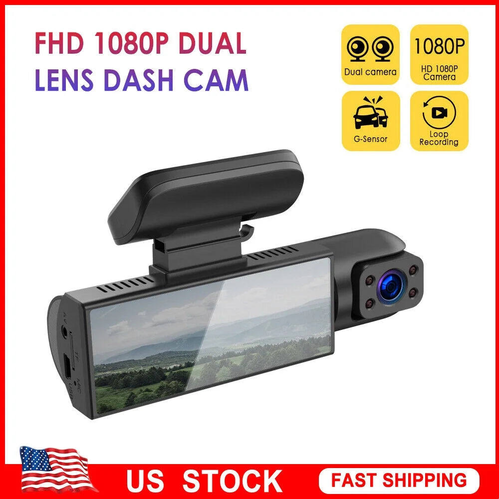 Dash Cam Jahyshow Camera G-Sensor Video DVR Front w/ Dual Inside Car Lens Recorder 1080P