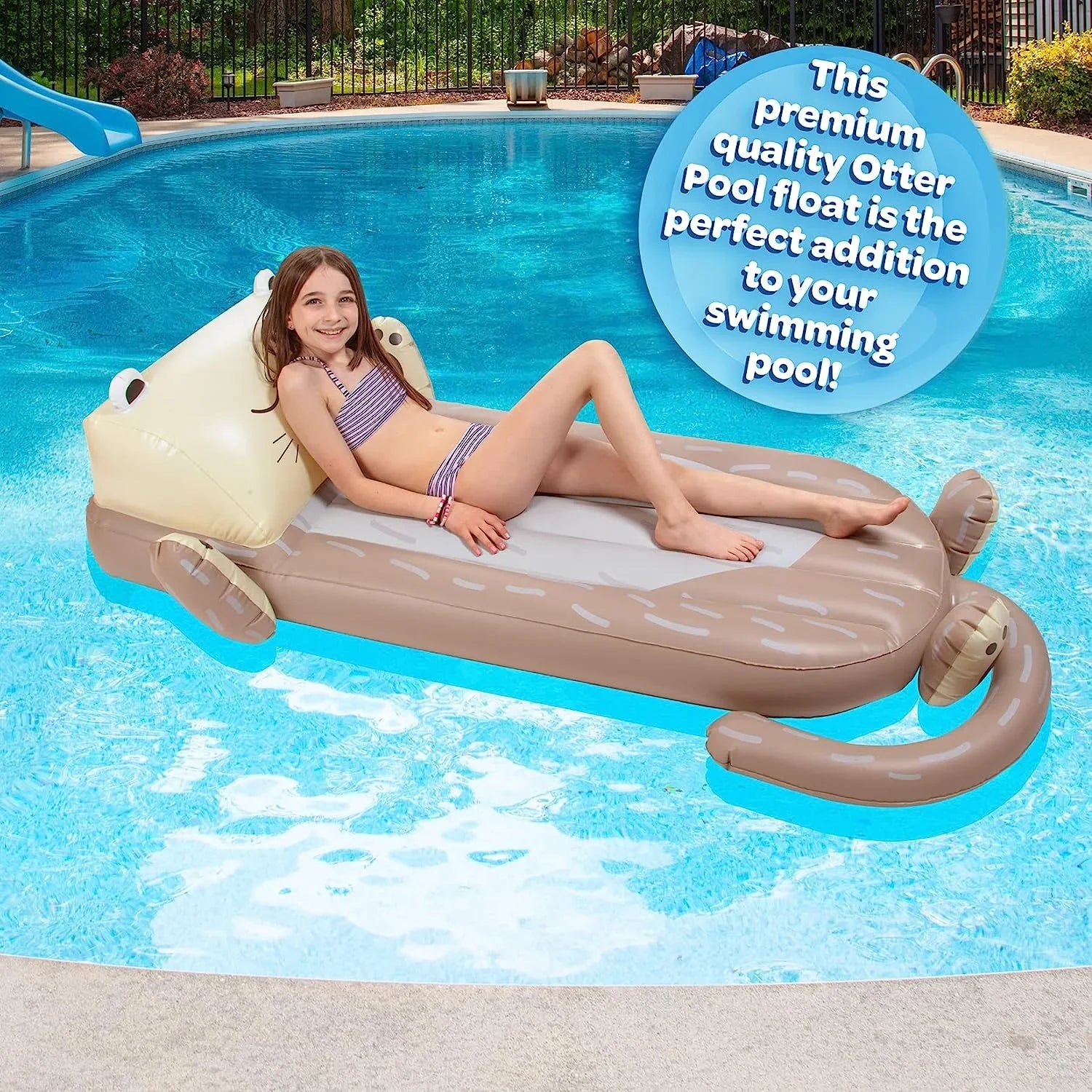 Inflatable Perfect w/Headrest- Kids Measures Swimming Adults- Chair Aquamazing x Cute 64” Pool - & Otter Lounger 26” for Summer for Float