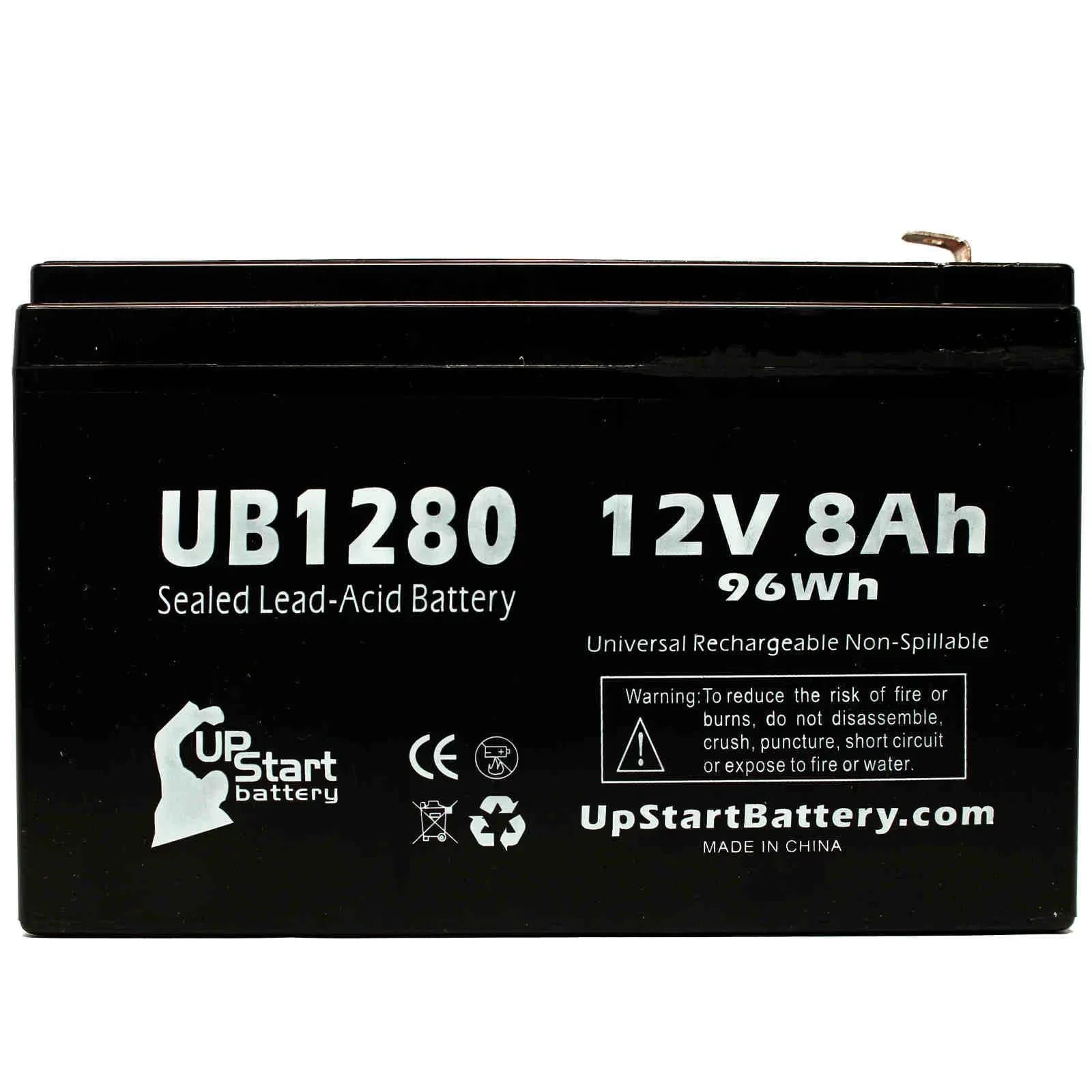 F1 6 Compatible AGM, Pack Acid Terminal UB1280 Replacement - Includes 8000mAh, SLA) Universal Battery 280ES Opti-ups 8Ah, F2 3x to (12V, Terminal, - - Battery F1 Sealed Adapters Lead