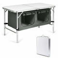 Grey Camping and with Height Adjustable Folding Organizer Aluminum Table Frame Storage