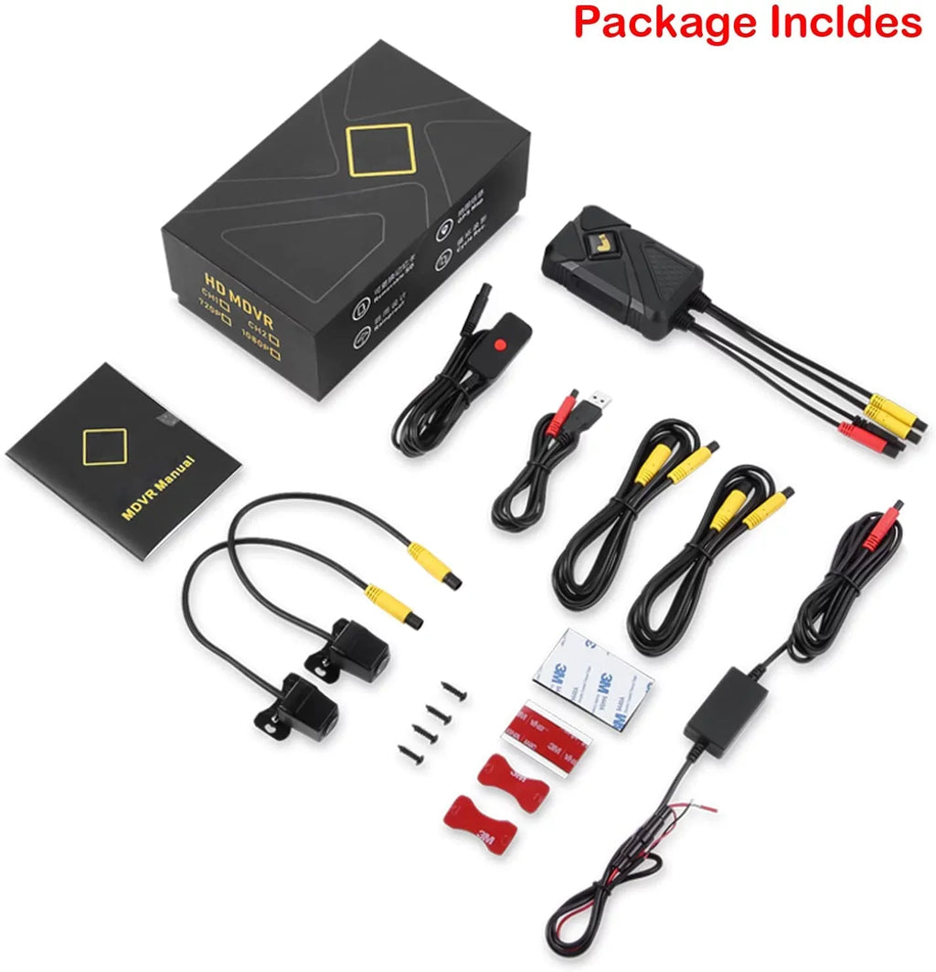 GPS Lens Angle Motorcycle Wi-Fi, Waterproof 1080P Rear Front Camera HD Waterproof and Recording with 120° Wide Dash Camera