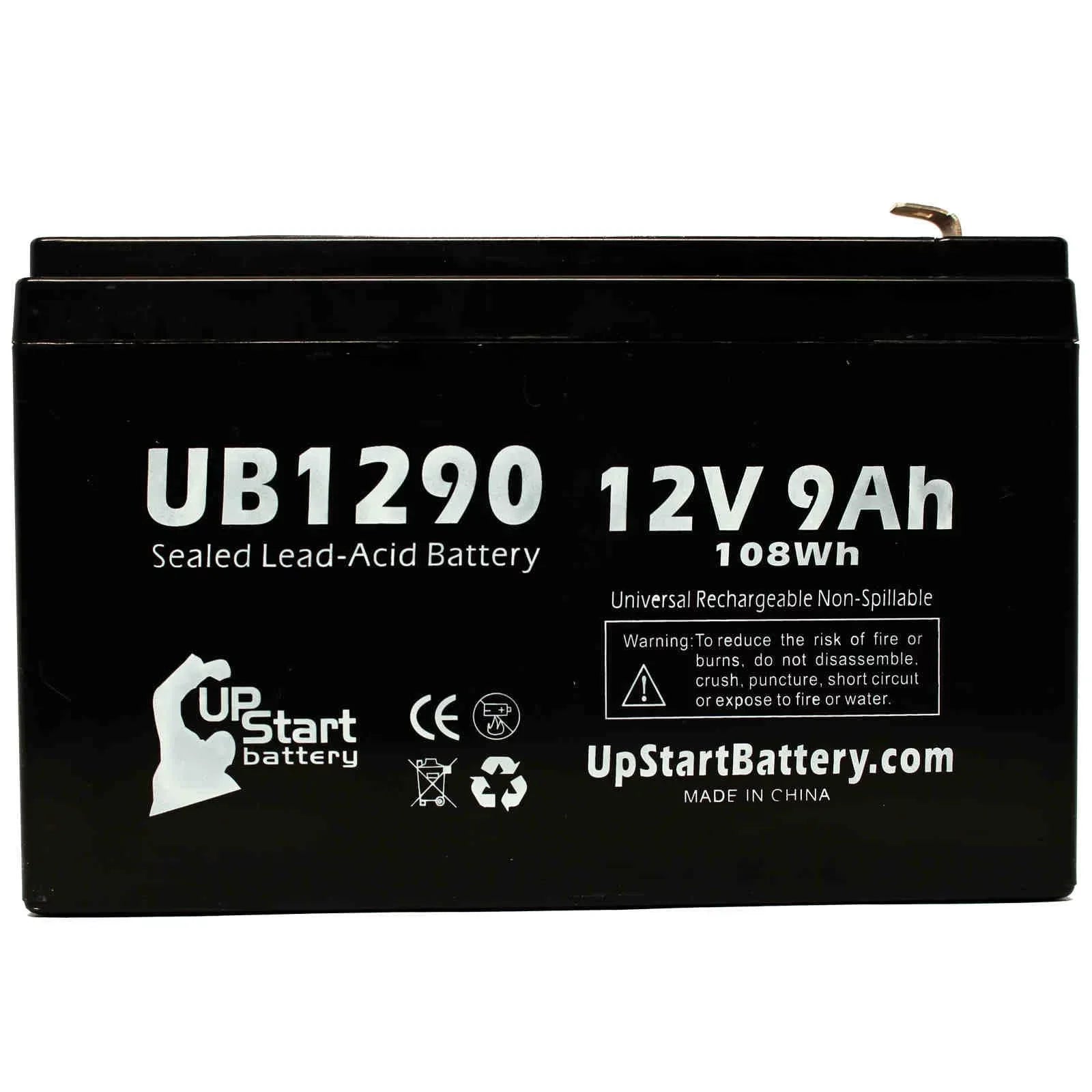 Sealed Battery Terminal, 9000mAh, Terminal Kontron 9Ah, AGM, F1 SLA) MICROGAS Battery Acid Lead 8 Universal 7640 - to - Compatible (12V, 4x UB1290 Includes F2 - Replacement Adapters Pack F1