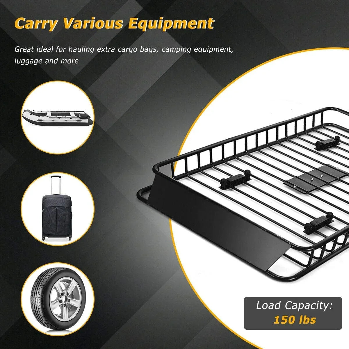 64" x Capacity, Top Rack for with 150lb Roof with Cargo 6” Car Basket Cargo Holder Rooftop 39”x Luggage Carrier Universal SUV, Truck Extension, Carrier