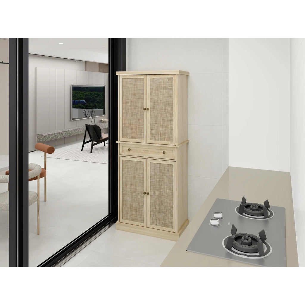 Cabinet Storage Cabinet with Door Inner Shelves, Adjustable 1 4 4 with Drawer,