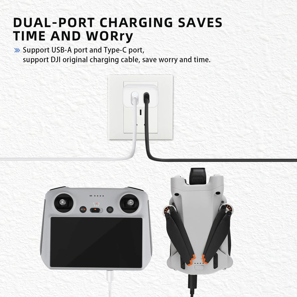 Cable for Type-C USB with Parts DJI 2/Mini Charging 3 30W Dual-Port Charger Pro Mini Charging