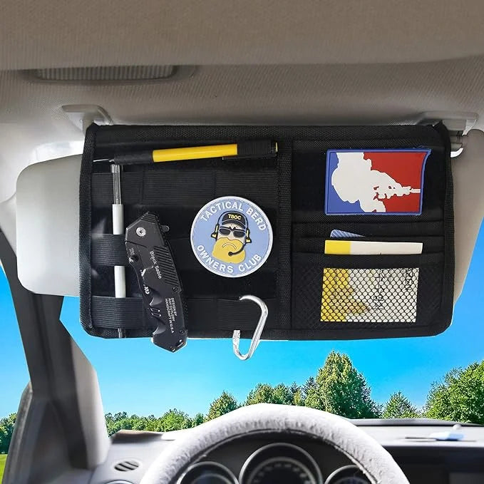 Webbing Tactical for Pickups Vehicle (Black, Visor Organizer Sunshade Sun Trucks, Visor MDSTOP Car 7"x12") Cover Panel Storage Pouch Compatible Suvs, Fits Cars, Molle Holder