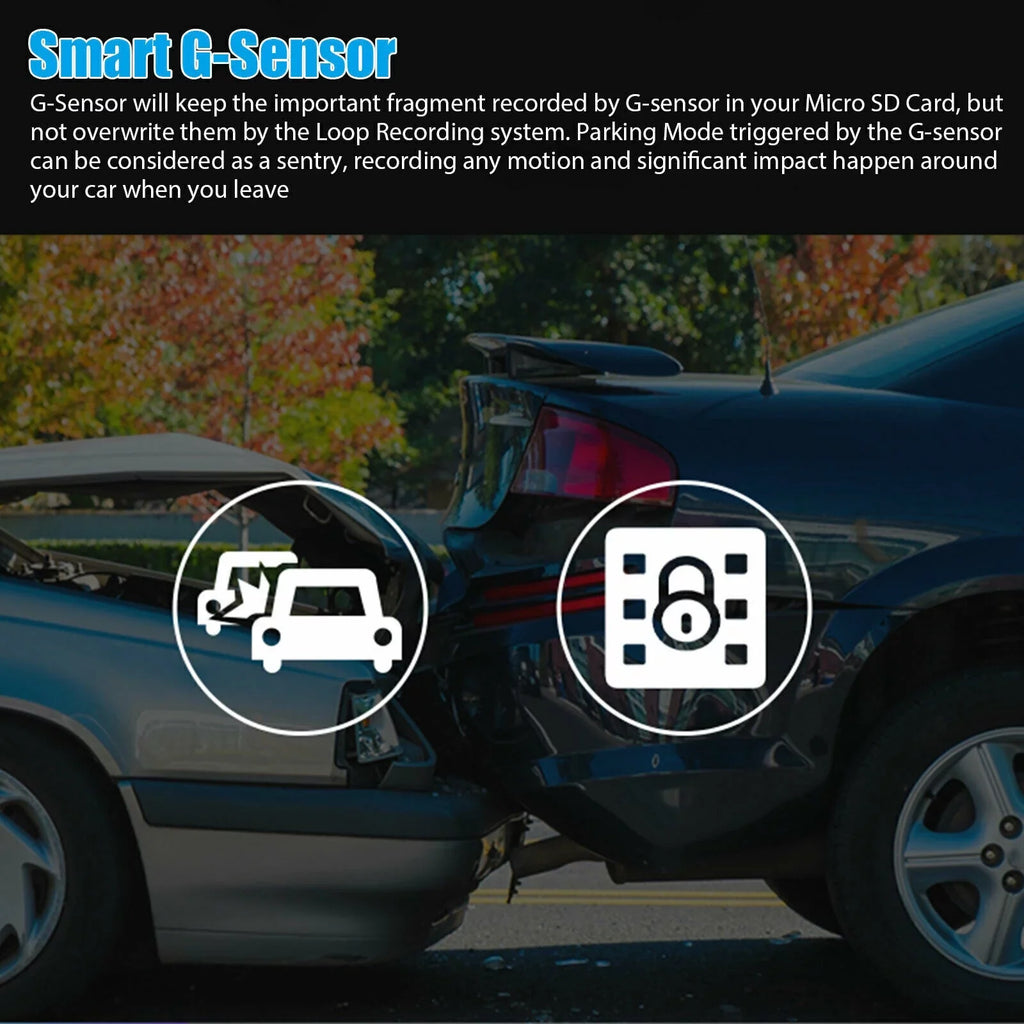 and Lens Detection Front/Rear/Built-In Dual Camera Driving Cam 4" Motion Dash DVR HD G-Sensor, 1080P Car Monitoring TASHHAR Video Parking Recorder