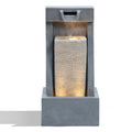 2-Column Outdoor Lights Resin Sculpture LuxenHome with Fountain Gray