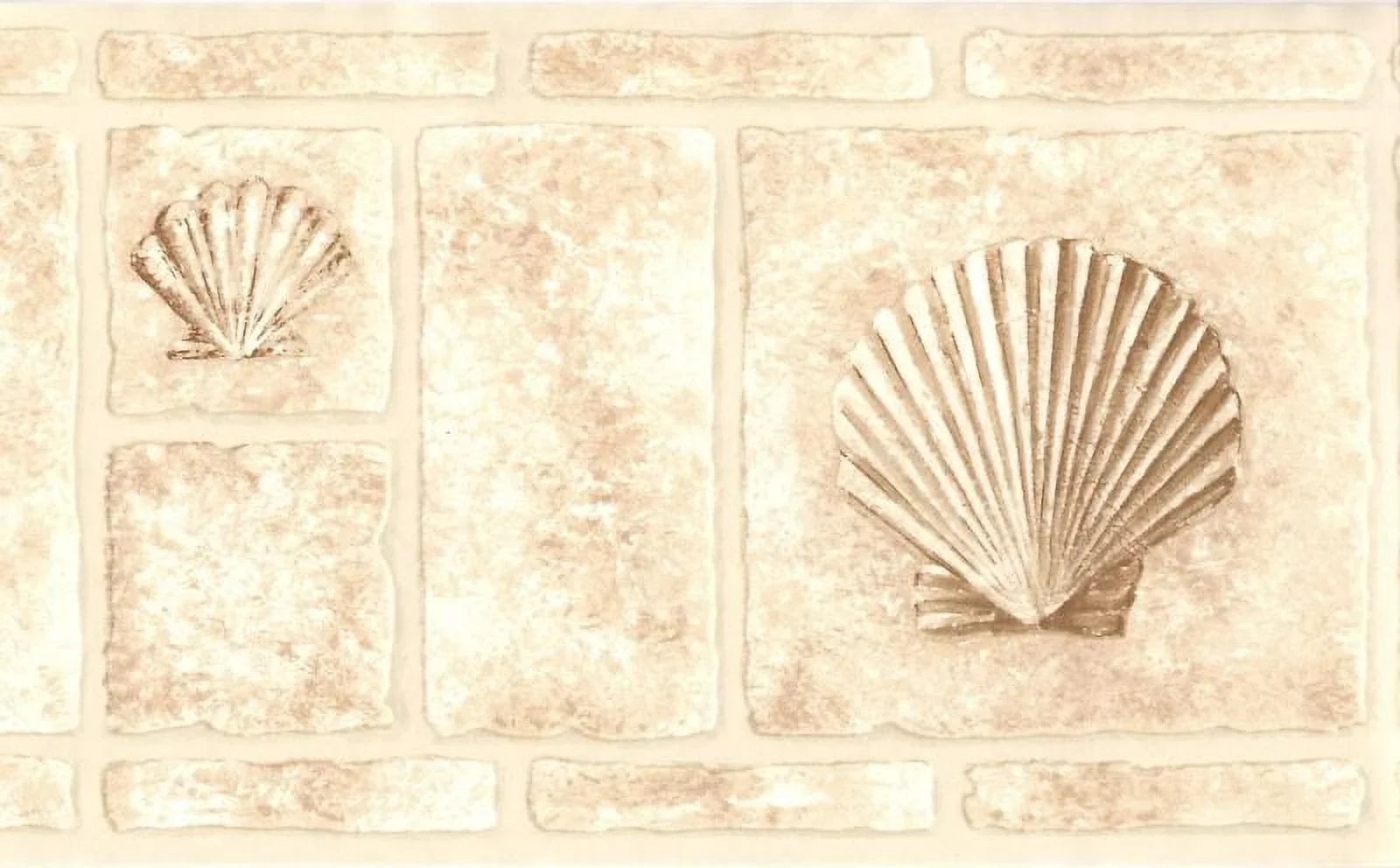 Seahorse Shell Tile 878475 Border Wallpaper Beige Raised MKB5093