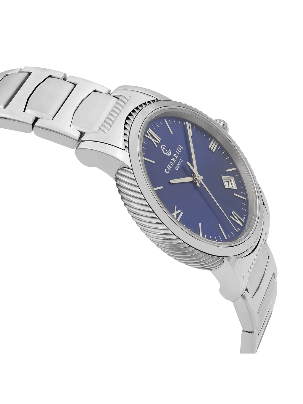 Watch Quartz Steel P40S2.930.002 Mens 40mm Blue Charriol Stainless Parisii Dial
