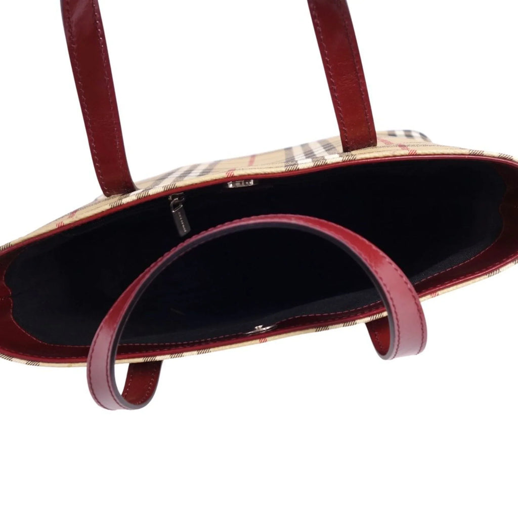 BURBERRY Check Ladies Bag London Burberry Brown Handbag (Good) Tote Pre-Owned Pattern LONDON