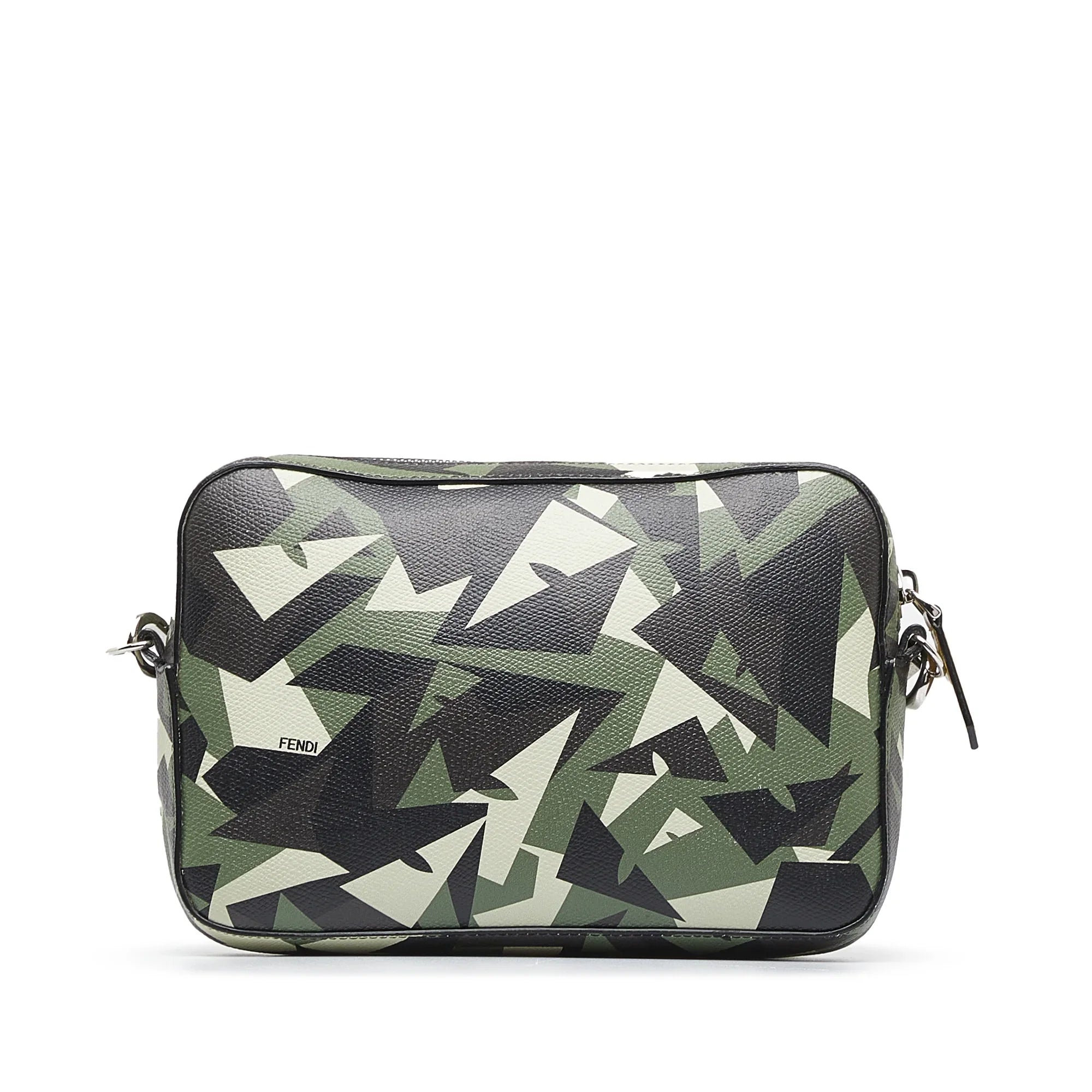 Pre-Owned Camera Monster Calf Eyes Authenticated Green Crossbody Camouflage Bag (Good) Fendi Bag Unisex Leather