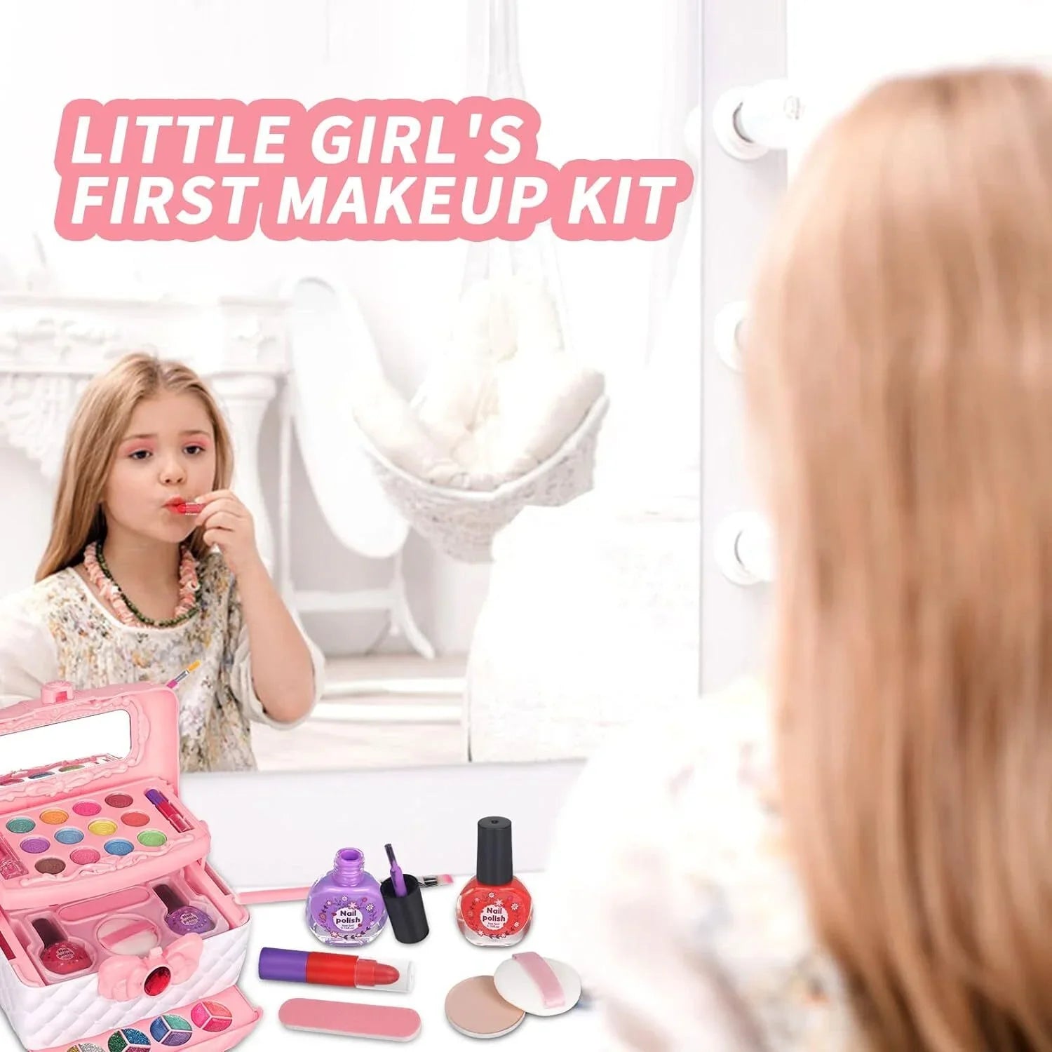 Makeup Girls, Gift, for Non-Toxic Birthday Toys Safe Kit Olds Girls Set, Pink Set Makeup Christmas for Year 24Pcs & Makeup Cosmetic Kids Kids Makeup Washable Toddler 3-12 Frozen Real