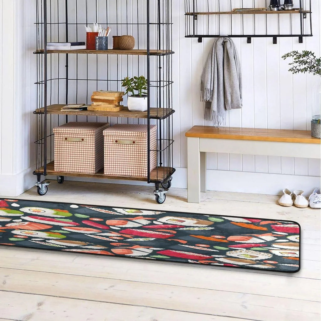 Home Washable Sushi Non-Slip Decor Ultra Coolnut Area Rugs Soft Rug Floor 24"x72" Entry Mat Runner Japanese Bathroom for - Kitchen Gifts