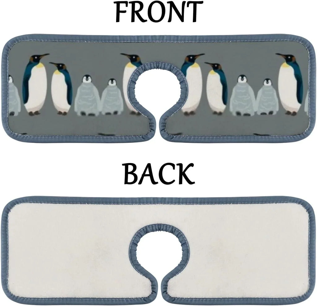 Guard Catcher, Drying Mat, Splash Kitchen Kitchen for Penguin Sea Mats Microfiber Countertop Sink Washable GZHJMY 3PCS Absorbent Sink Bath Faucet Bird Drip