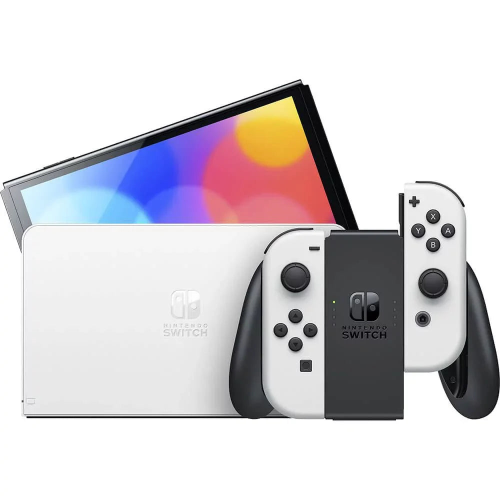 Game Mario 64GB 8 Model Switch Controllers Accessories Dock, White 7-inch Joy-Con Kart OLED Ptech 64GB Nintendo & Bundle, with Storage, Deluxe