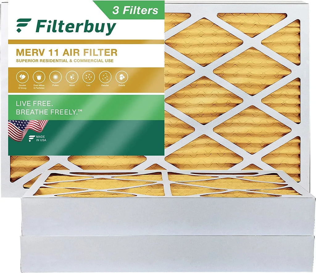 Pleated (3-Pack) Furnace AC Filters MERV Air 11 Filterbuy 10x25x4 HVAC