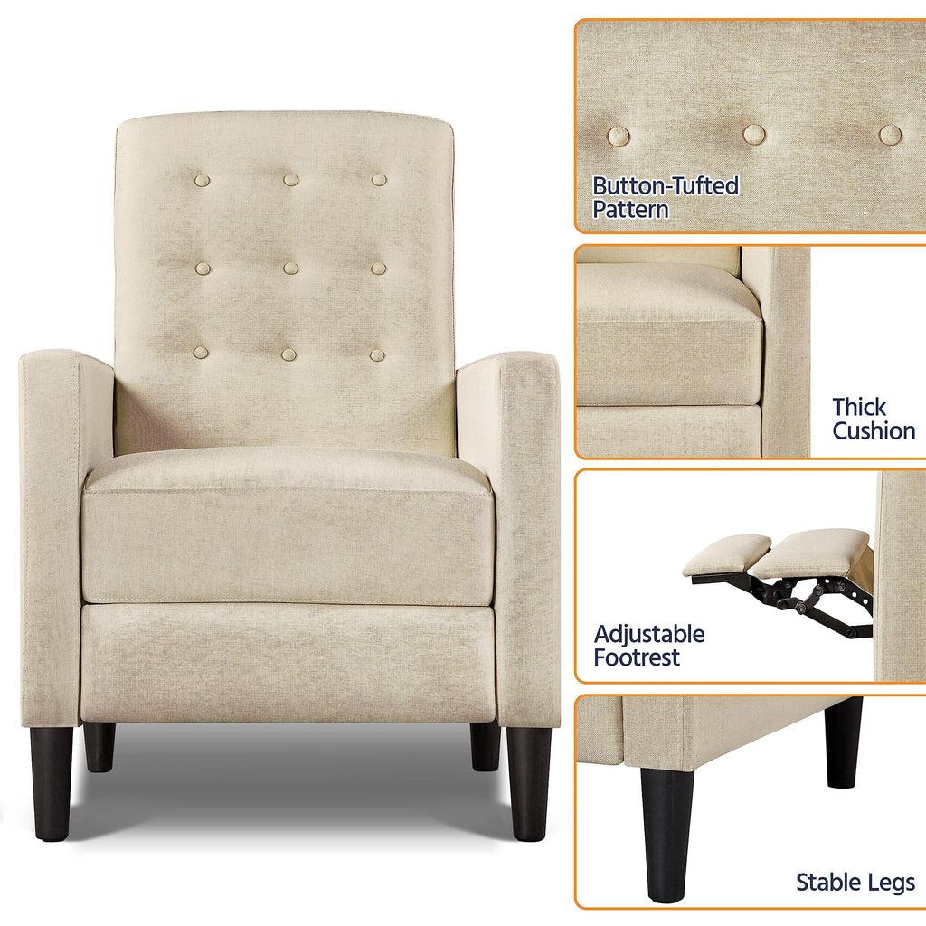 Yaheetech Fabric Recliner Chair Tufted Upholstered Single Sofa Gray