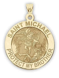 '- Solid Religious 3/4 Protect Saint Inch Michael Gold Brother in Yellow My Medal 14K -