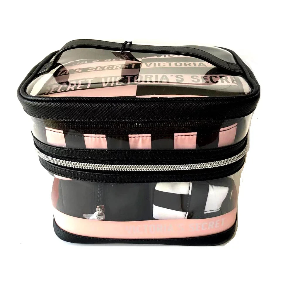 Pink Set Cosmetic for 1 Clear & New Case Victoria's Tote 4 Secret 4 Women Train Travel Piece in