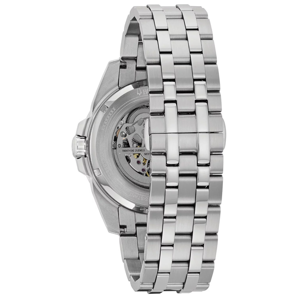 Automatic Bracelet Steel Bulova Skeleton 96A187 Silver Dial Stainless Men's Watch