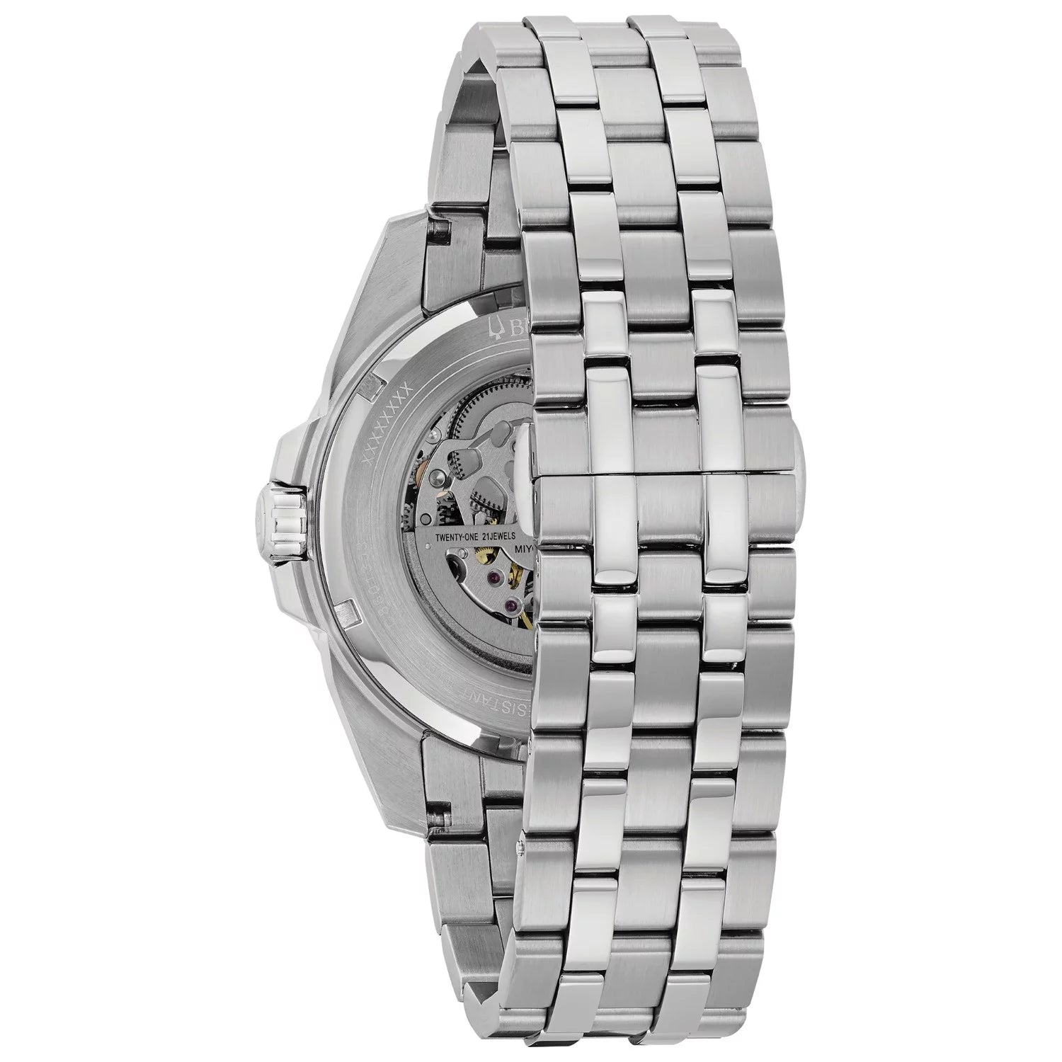 Automatic Bracelet Steel Bulova Skeleton 96A187 Silver Dial Stainless Men's Watch