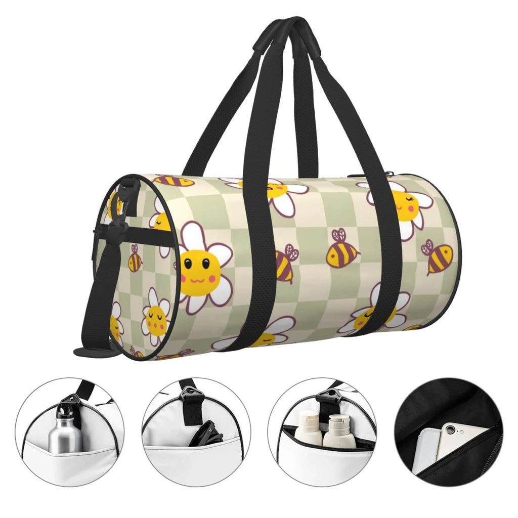 ZICANCN for Daisies Retro Bag, Women Bees Sports Gym Bag Bags Tote Weekenders Duffle Men Checkerboard Travel