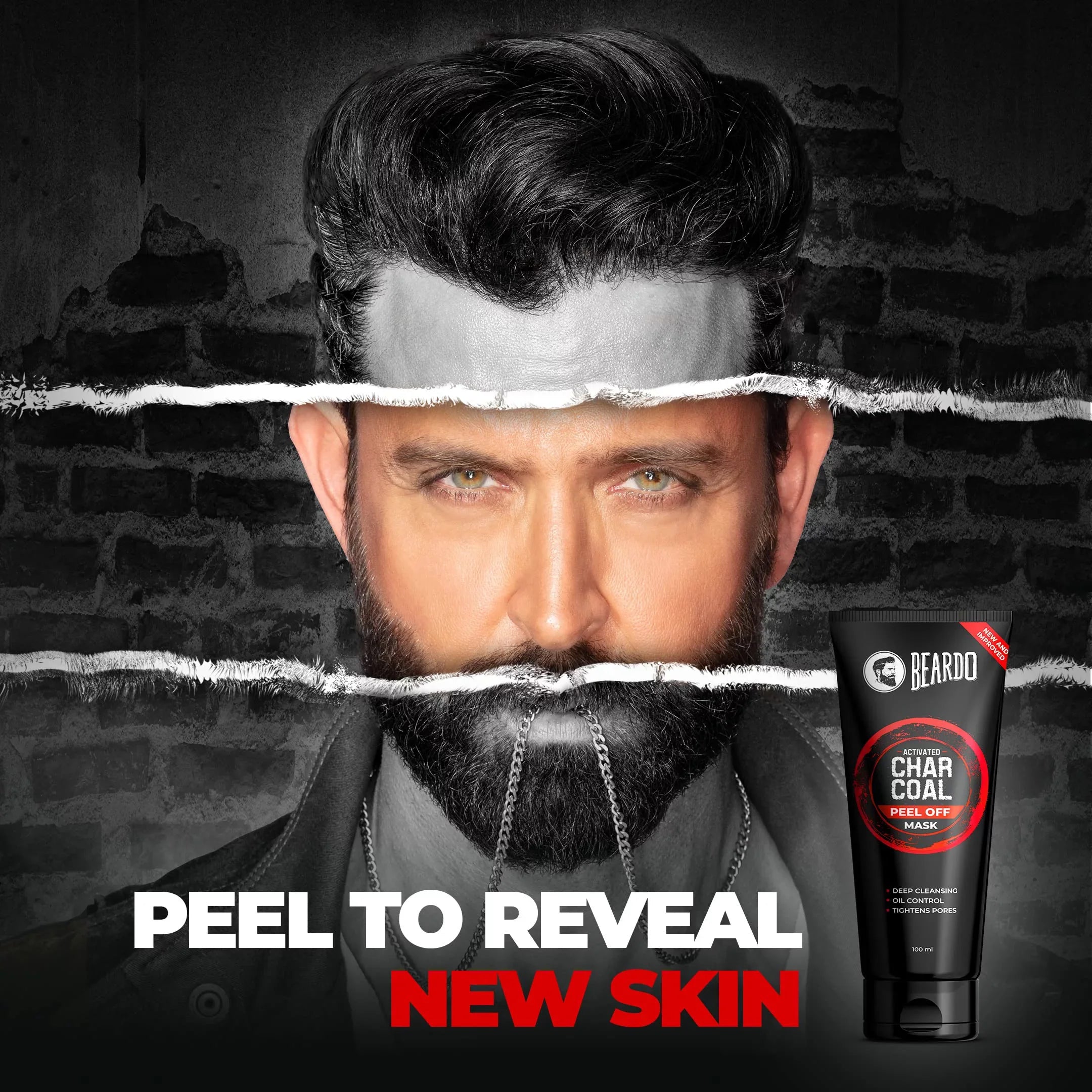 for Dirt | 100ml Fights | Men Off Removal | Sensitive Pollution, Detox Charcoal Beardo | Peel & Tan & Suitable Mask Skin Blackhead Activated Mask for