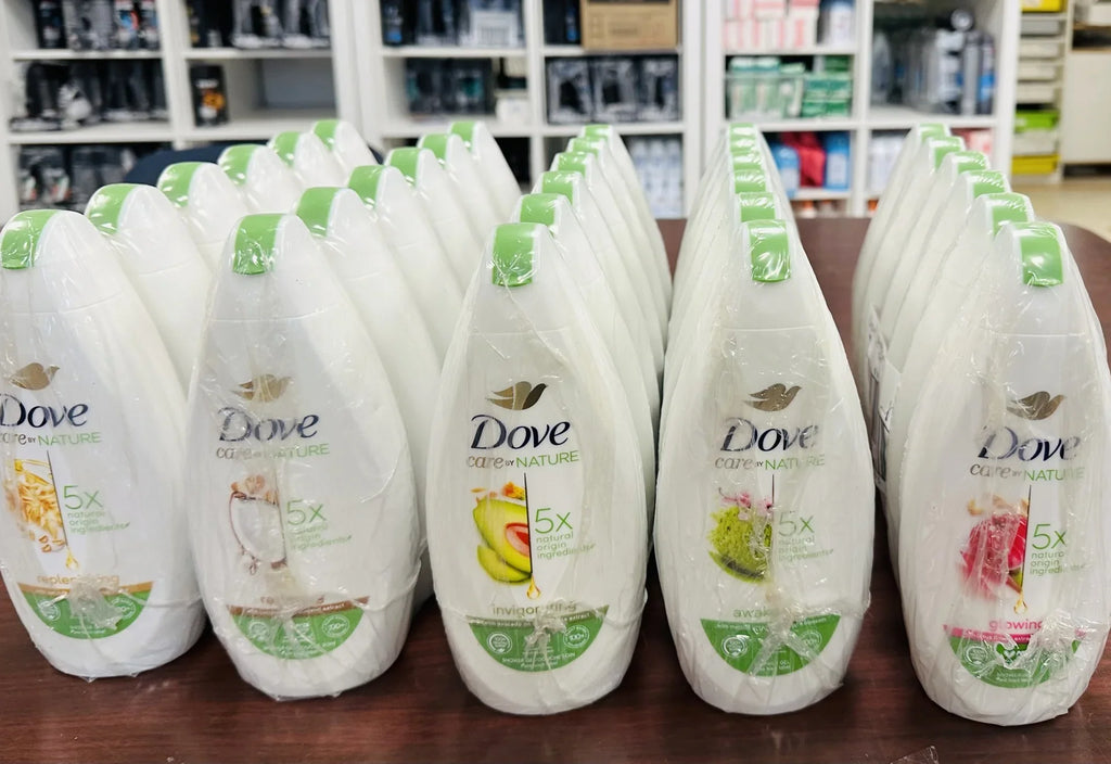 SCENTS GLO EACH RES" 400ML/13.5 DOVE (5PK) BODY OZ ASSORT AWA 5 WASH "INV REP