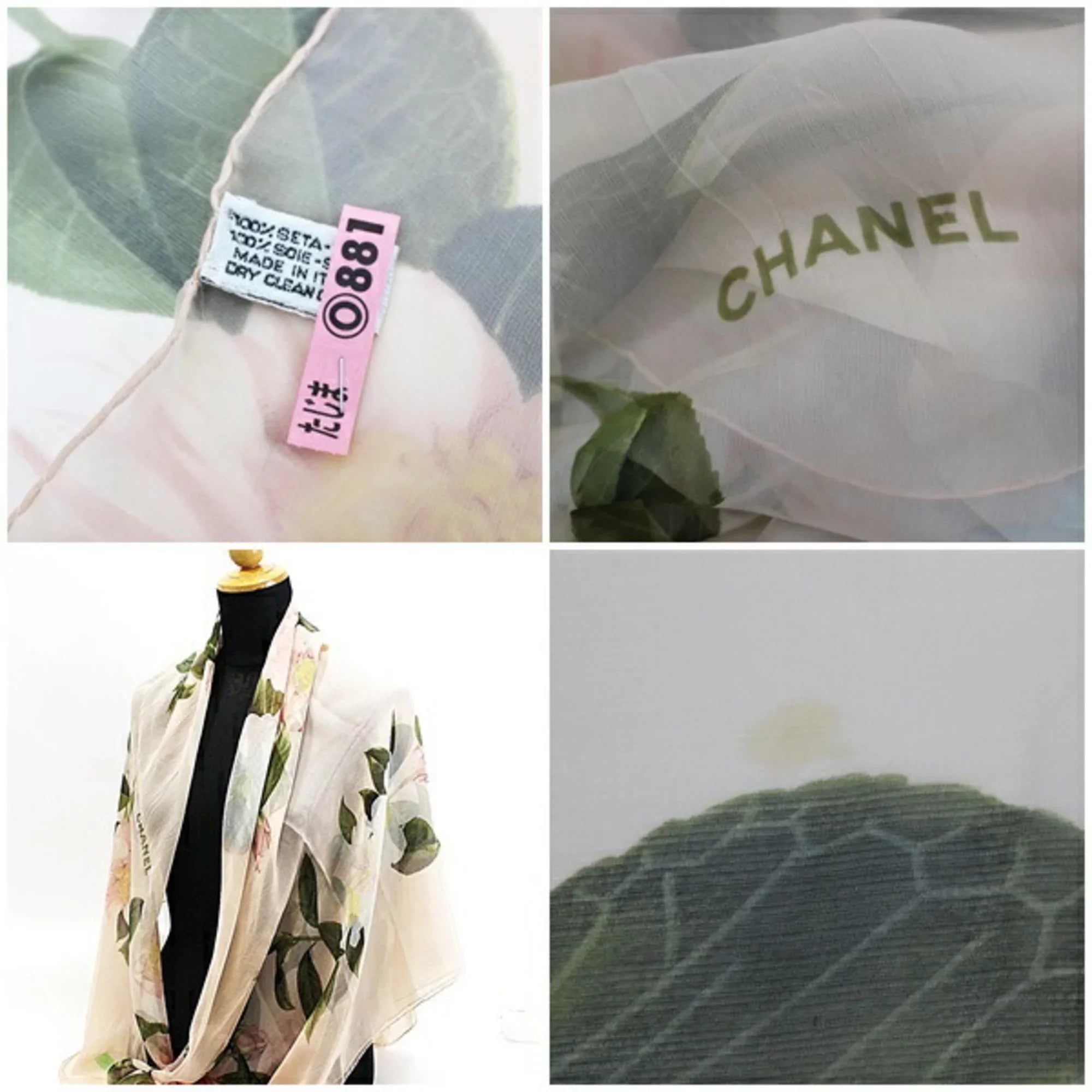 Scarf CHANEL Size Silk Chiffon Large Chanel Ladies Stole Pre-Owned Pink (Good) | Muffler