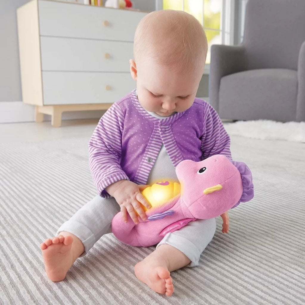 Pink Glow Fisher-Price Plush with Seahorse, Lights for & Ocean and Sounds Toy Soothe Baby Music,
