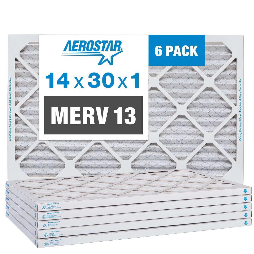 14x30x1 Air Pack Filter, Filter, Furnace Pleated 6 Aerostar AC 13 Air MERV