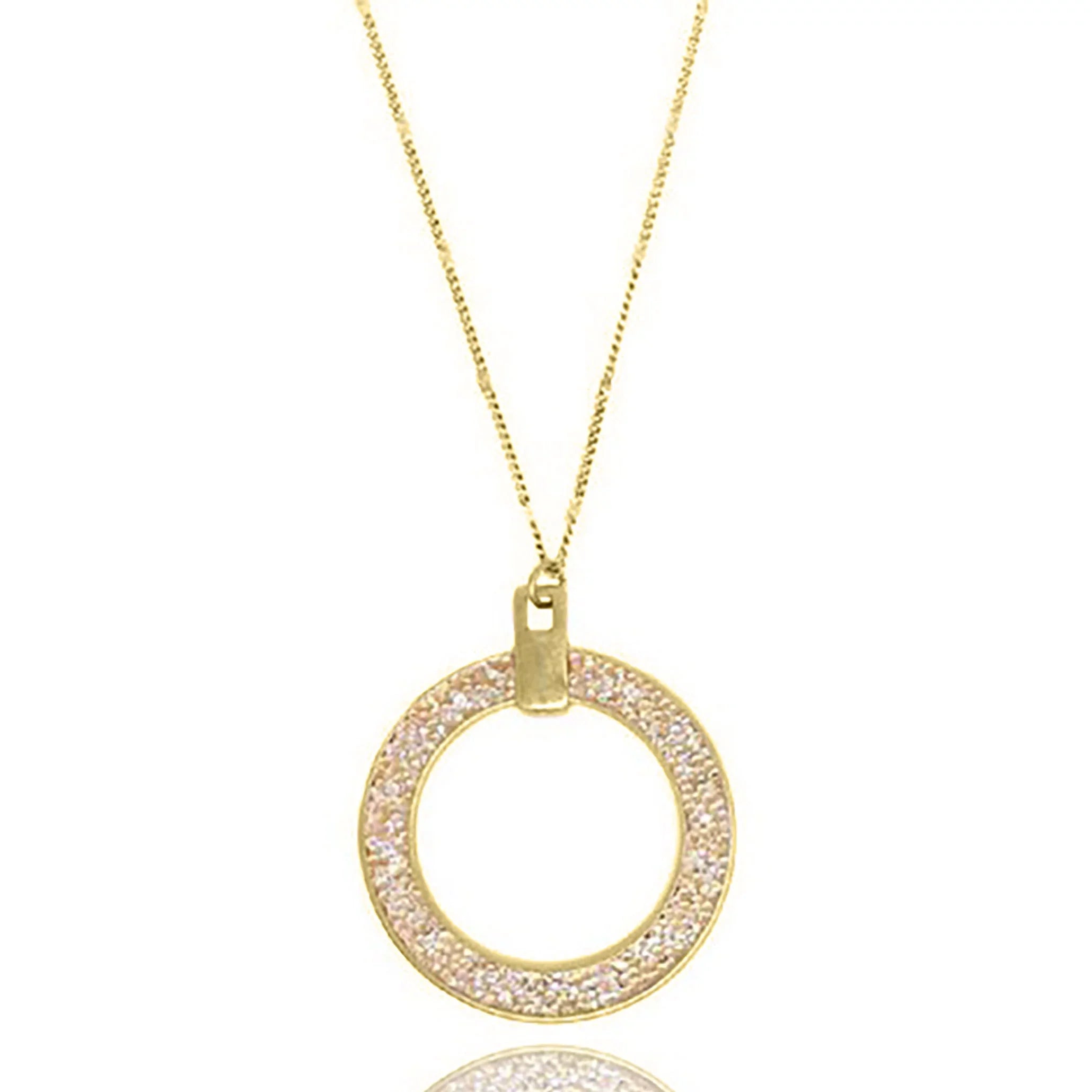 Glitter Inc Blue for Open Necklace Box Gold Circle Long Boutique Teens Women, Pendant AB