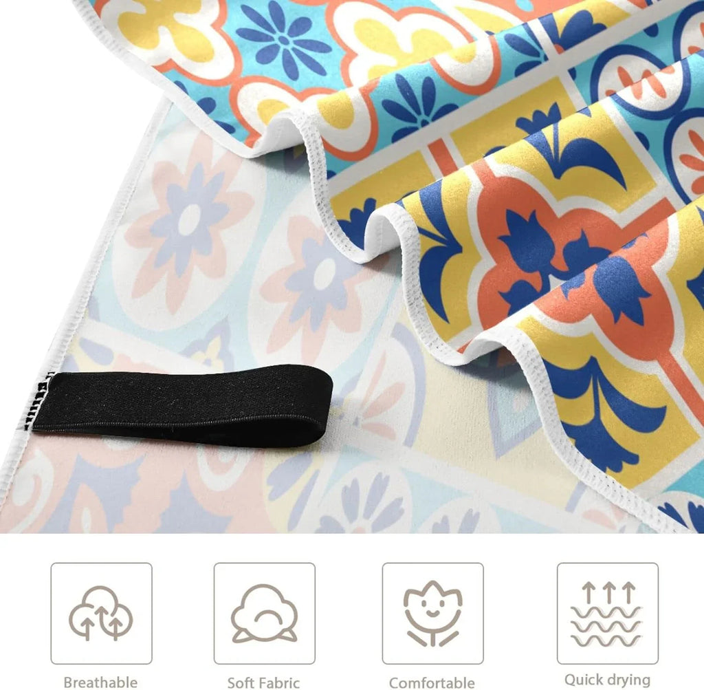 Free Thin Pool Towel, Towel Bestwell Sand Lightweight Shower Microfiber Dry Swim Style Towel Bath Multipurpose Towel Blanket, Talavera Tiles Oversized Mexican Quick 31”X71” Beach Yoga