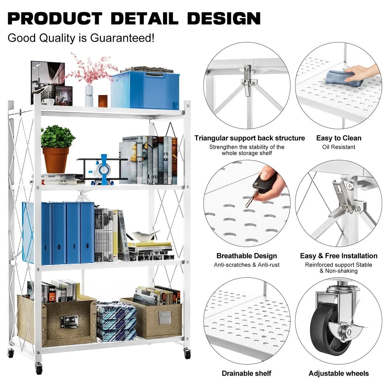 Tier Rack Metal Storage Style Heavy Shelving White QRInnovations Duty 3/4 Modern