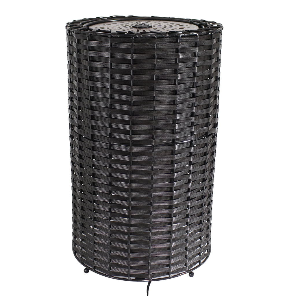 Fountain 20.5" LED Lights Cylinder - with Wicker Sunnydaze Plastic