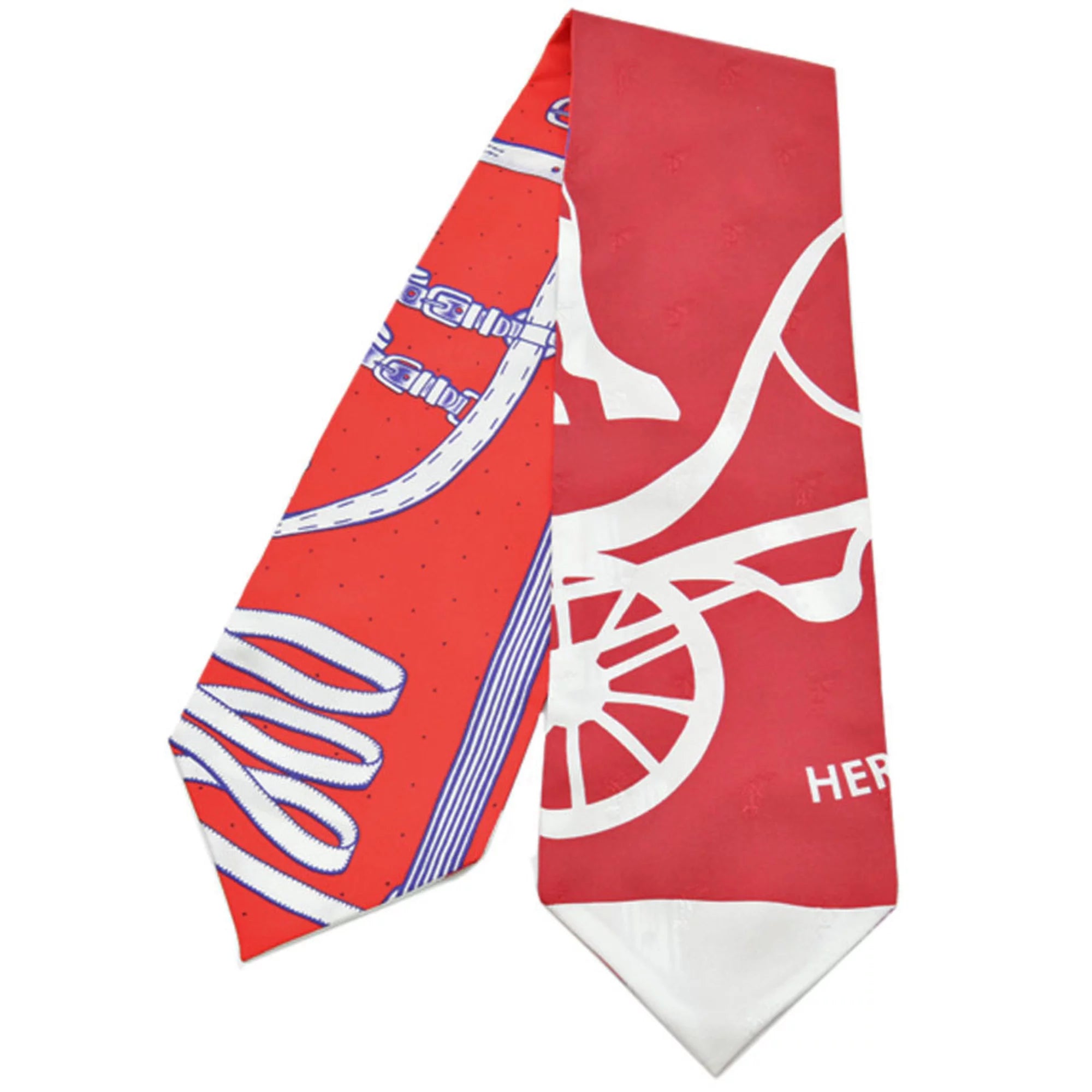 Pre-Owned Ladies (Like Silk Multi Hermes Scarf White Up Orange Twill New) Red HERMES