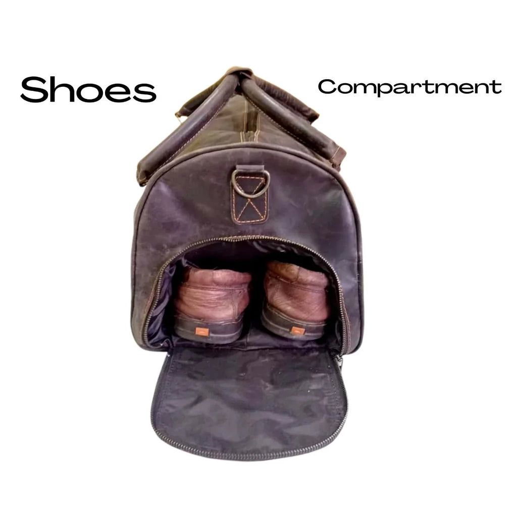 Luggage Cow Bag Dark Brown & Leather Bag Travel Duffle Leather Gym AMERICANSTYLE