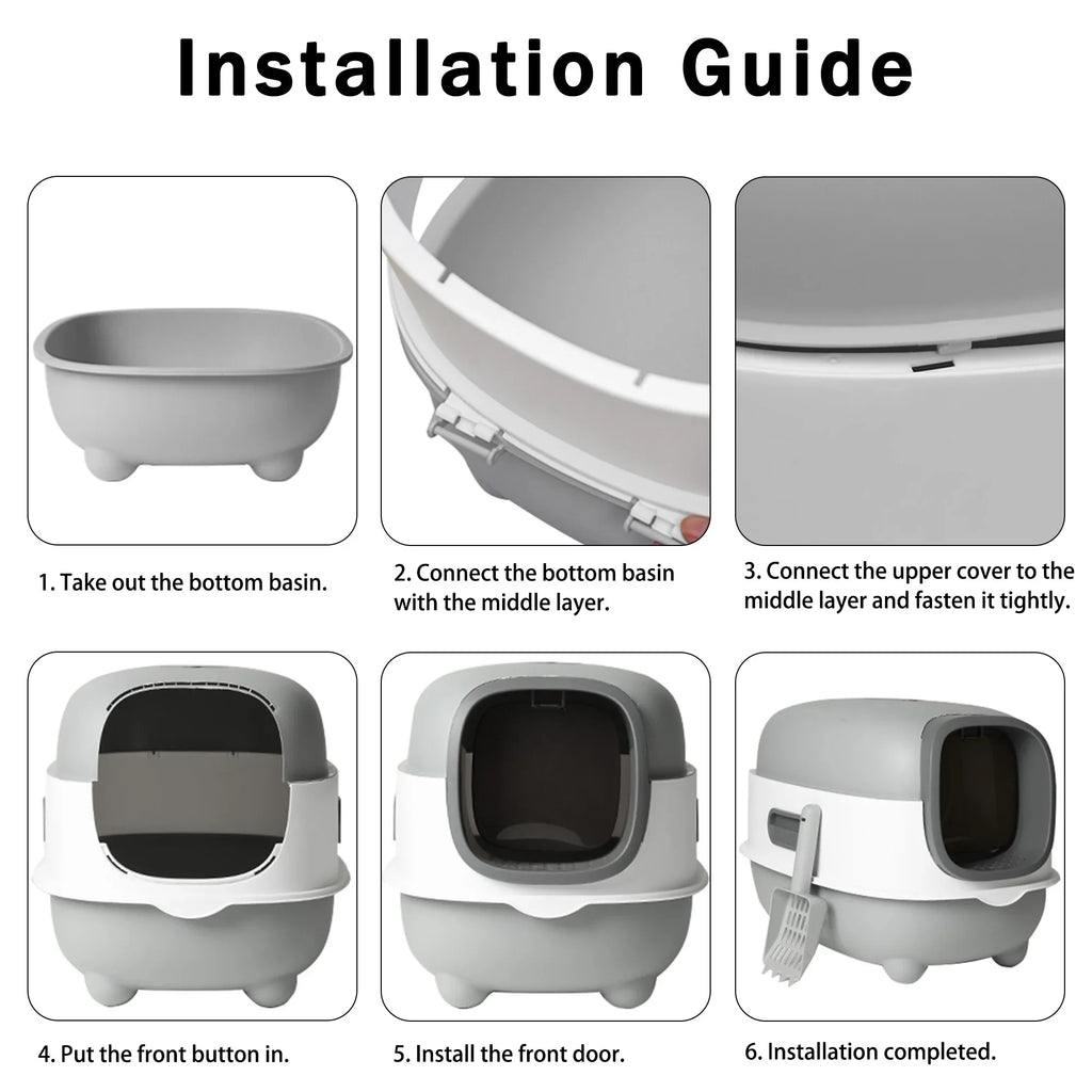 Litter Litter Cat Control,Jumbo Enclosed Hooded,Gray,Door EOIVSH Smelly Box,Pets Cat Large Isolate Boxes,Odor