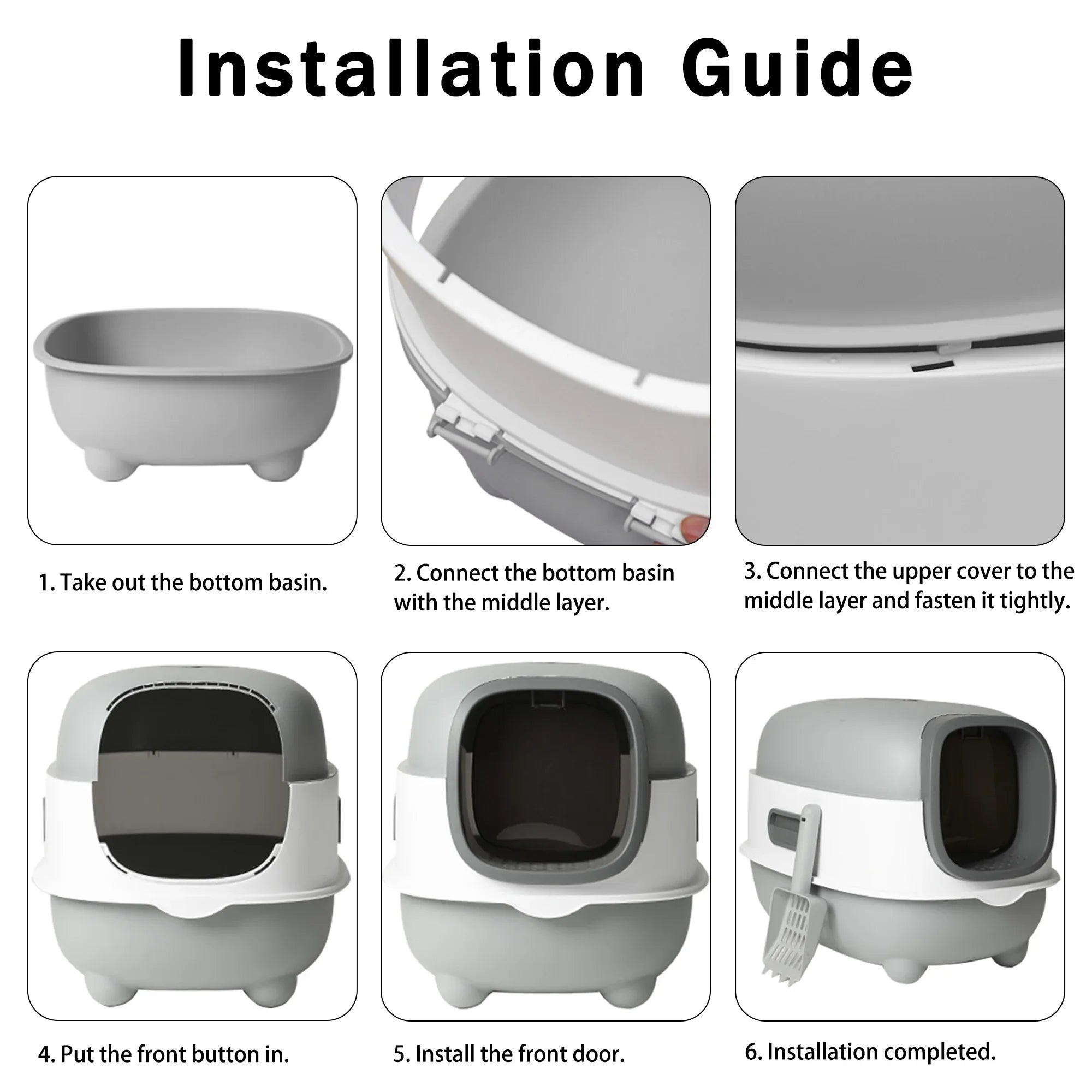 Litter Litter Cat Control,Jumbo Enclosed Hooded,Gray,Door EOIVSH Smelly Box,Pets Cat Large Isolate Boxes,Odor