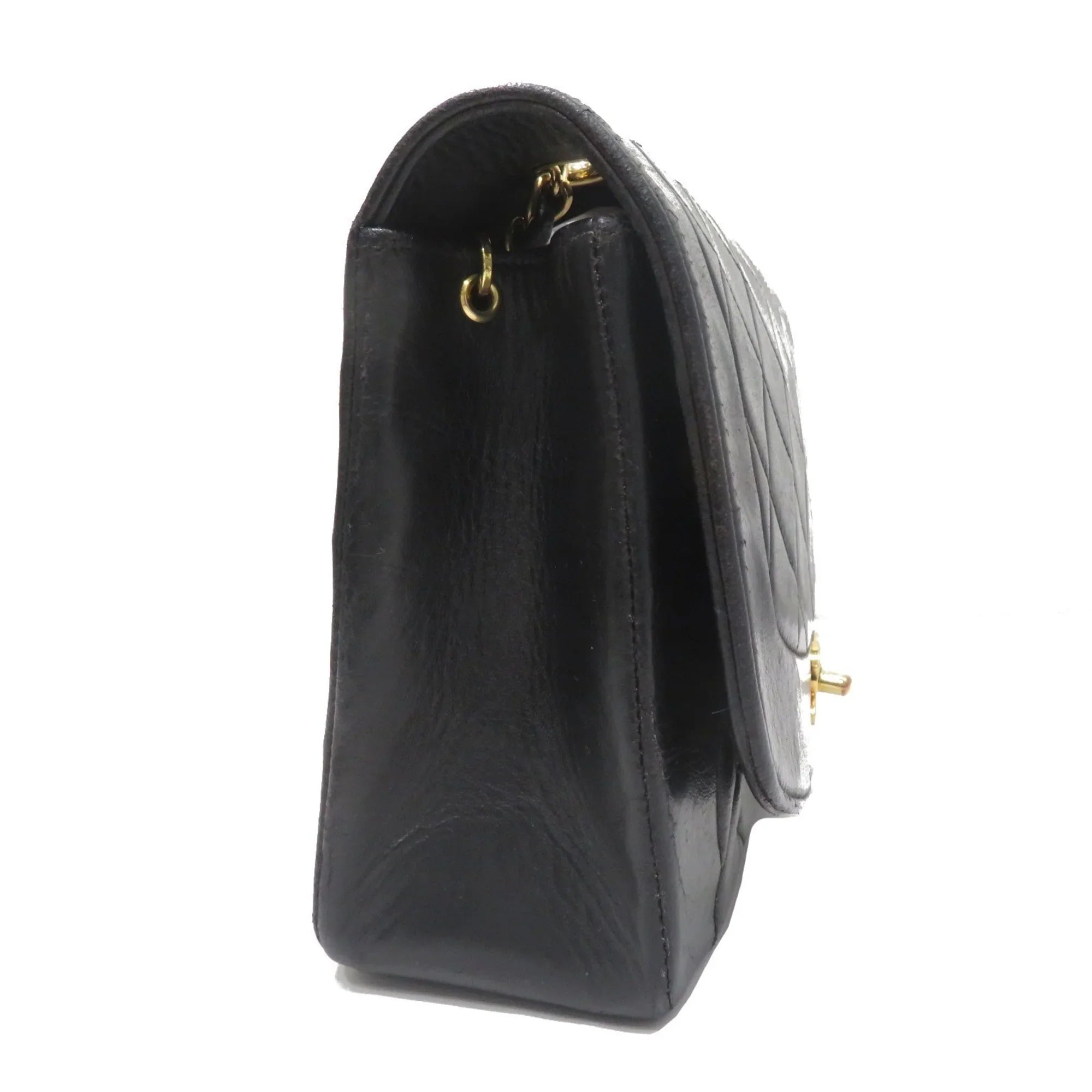 Diana Matelasse Women's Pre-Owned Men's Chain (Fair) Lambskin Shoulder CHANEL Bag Chanel Black