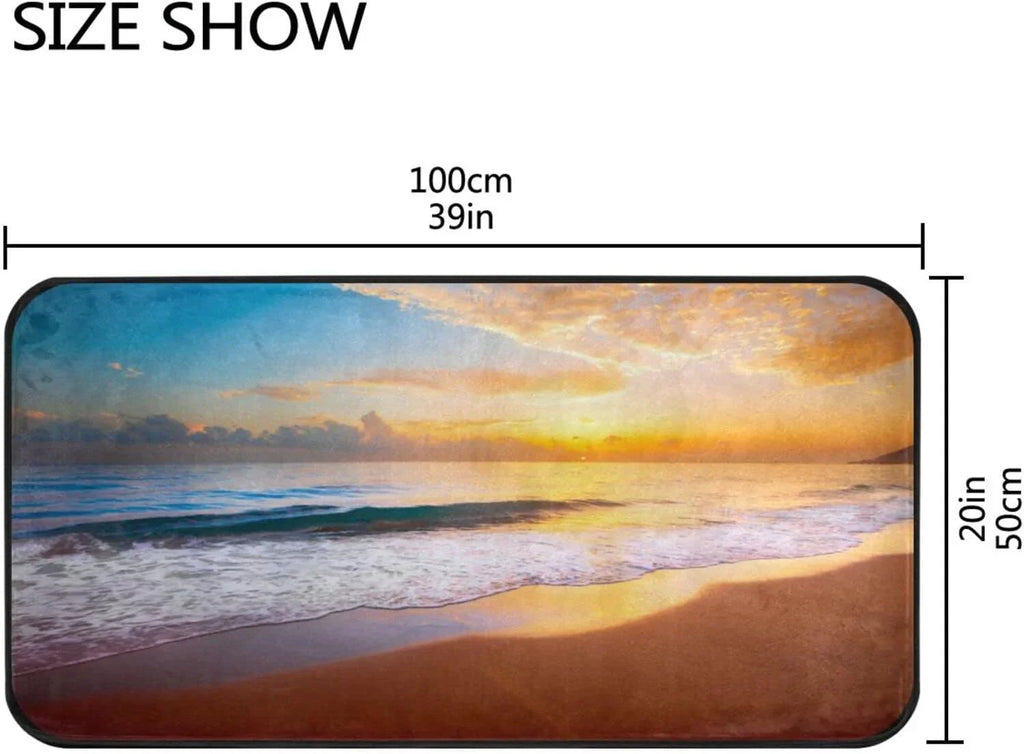 Floor Rug Sunset-1 Non Anti-Fatigue for Comfort 20 Beach GZHJMY Washroom Sink Waterproof Kitchen inch Summer Slip Mat Kitchen x Mat Bedroom Kitchen Rug 39 Washable
